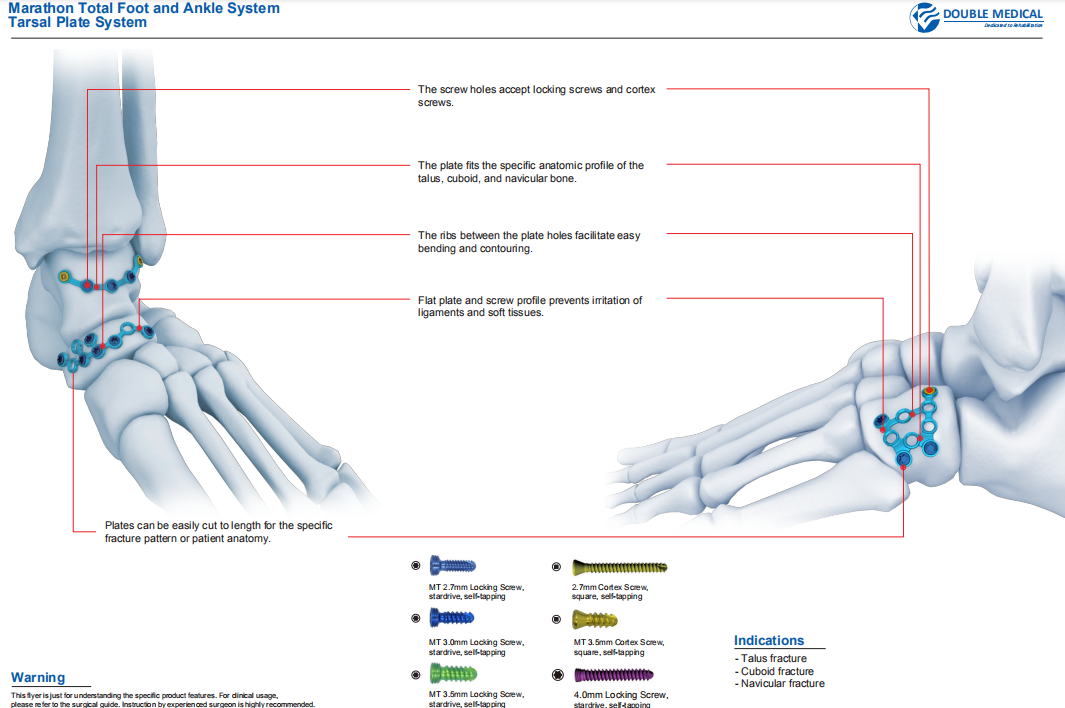 Marathon total foot and ankle system tarsal plate system