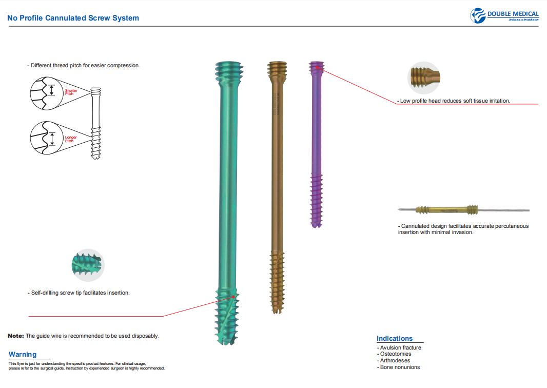 No Profile Cannulated Screw