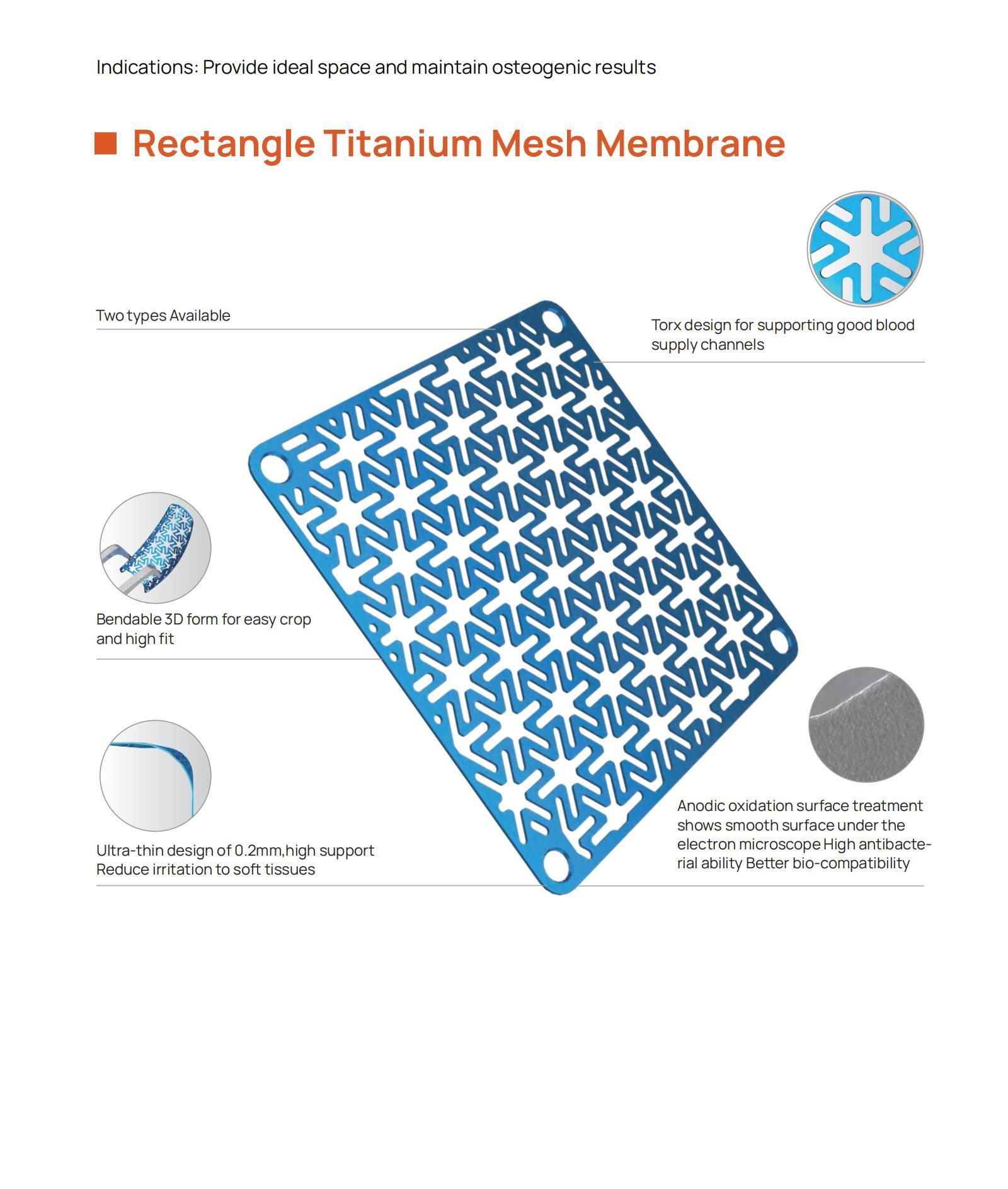 Rectangle GBR Titanium Mesh Membrane