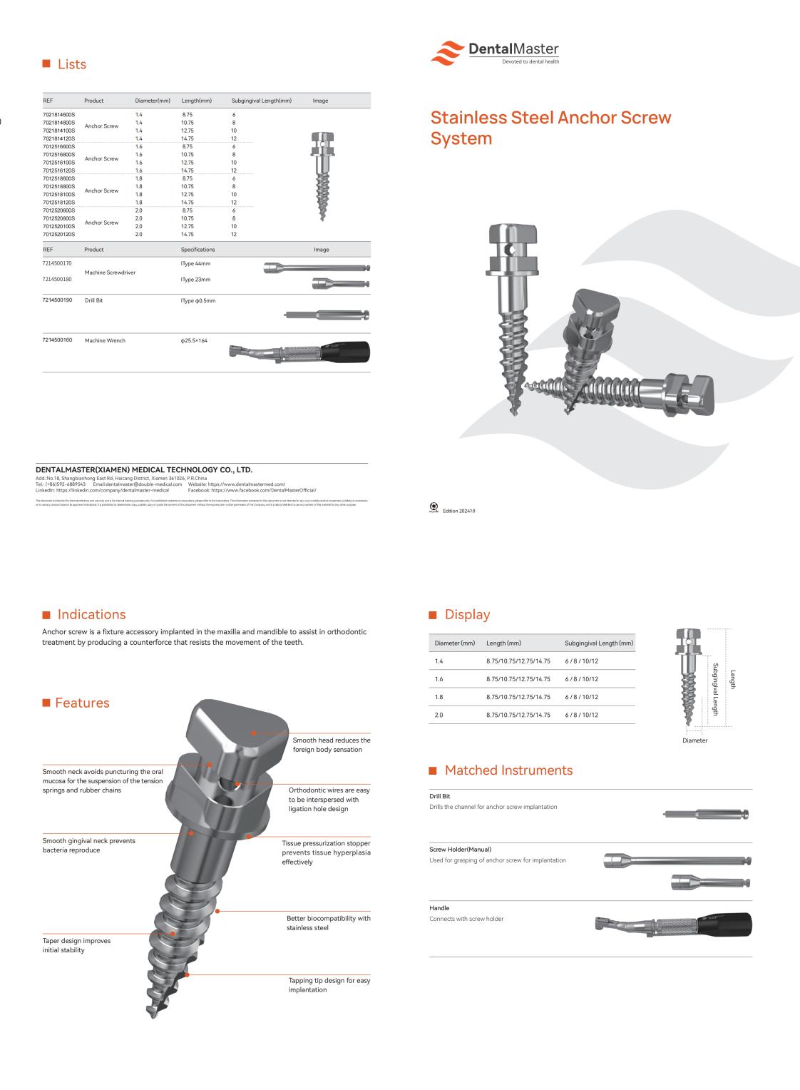 Stainless Steel Anchor Screw System