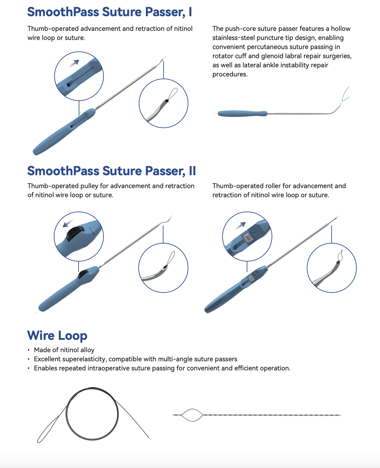Simple Suture Passer 4 A variety of head angles meet the needs of intraoperative line crossing and improve the efficiency of line crossing